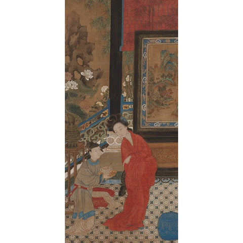 Yang Guifei Leaving the Bath White Modern Wood Framed Art Print by dynasty, China Qing