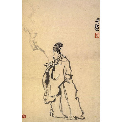 Su Dongpo White Modern Wood Framed Art Print by Zhen, Min