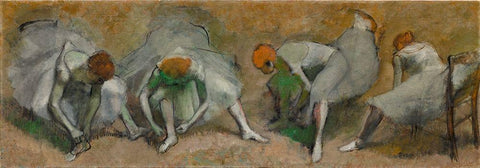 Frieze of Dancers White Modern Wood Framed Art Print with Double Matting by Degas, Edgar