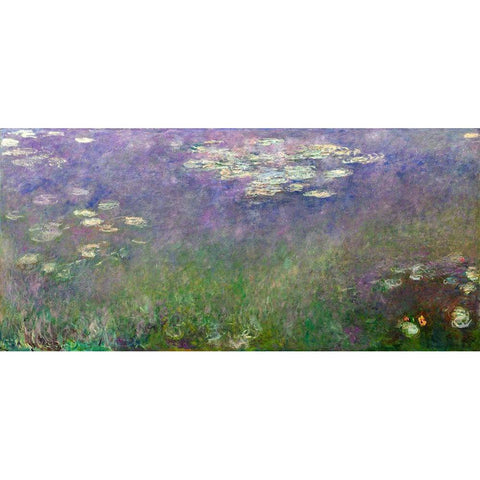 Water Lilies Agapanthus Black Modern Wood Framed Art Print with Double Matting by Monet, Claude