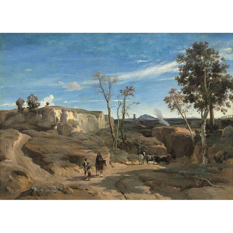 La Cervara the Roman Campagna Black Modern Wood Framed Art Print with Double Matting by Camille, Jean Baptiste