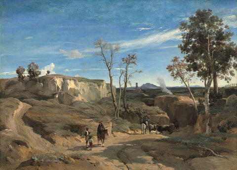 La Cervara the Roman Campagna White Modern Wood Framed Art Print with Double Matting by Camille, Jean Baptiste