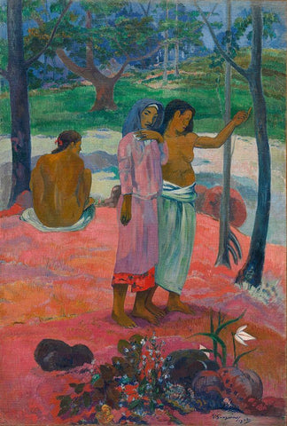 The Call Black Ornate Wood Framed Art Print with Double Matting by Gauguin, Paul