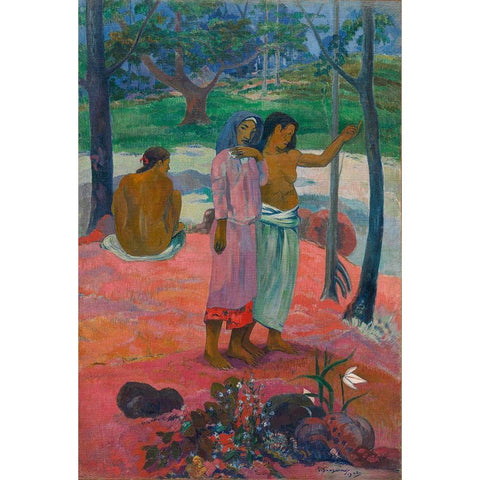 The Call Black Modern Wood Framed Art Print with Double Matting by Gauguin, Paul