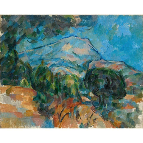 Mount Sainte Victoire White Modern Wood Framed Art Print by Cezanne, Paul