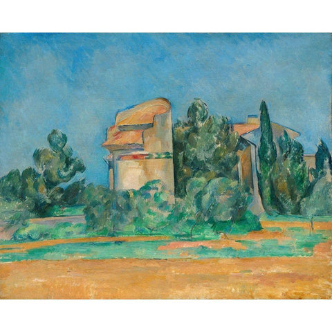 The Pigeon Tower at Bellevue Gold Ornate Wood Framed Art Print with Double Matting by Cezanne, Paul