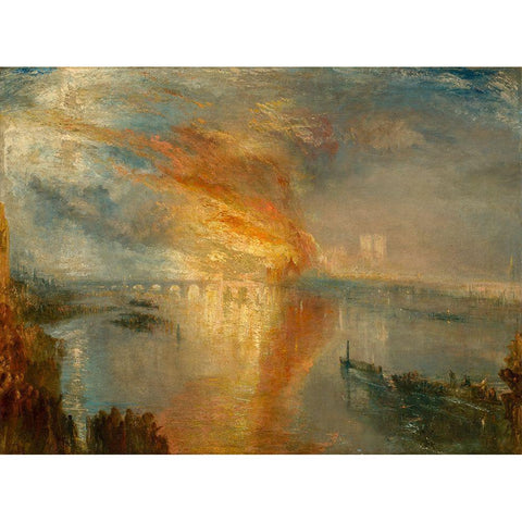 The Burning of the Houses of Lords and Commons 16 October 1834 Black Modern Wood Framed Art Print by Turner, Joseph Mallord William