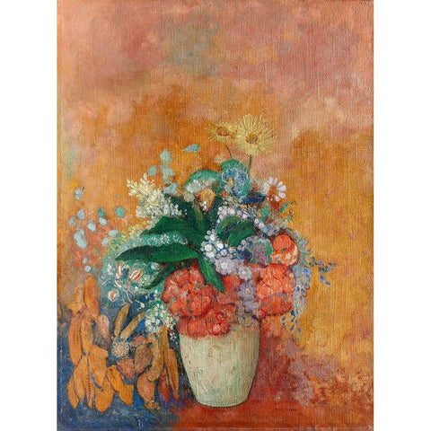 Vase of Flowers White Modern Wood Framed Art Print by Redon, Odilon