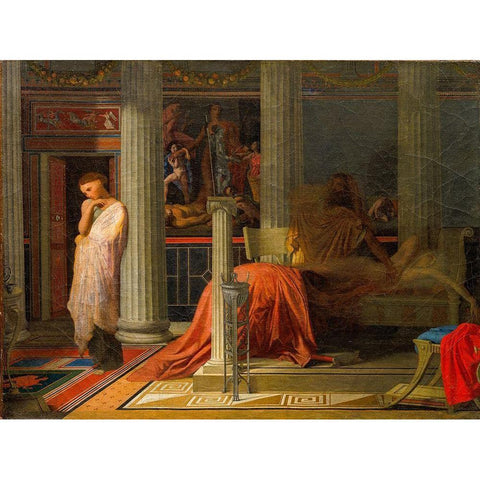 Antiochus and Stratonice White Modern Wood Framed Art Print by Ingres, Jean Auguste Dominique