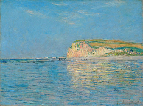 Low Tide at Pourville near Dieppe 1882 White Modern Wood Framed Art Print with Double Matting by Monet, Claude