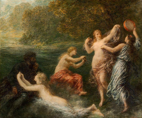 Tannhauser White Modern Wood Framed Art Print with Double Matting by Latour, Henri Fantin