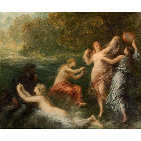 Tannhauser Black Modern Wood Framed Art Print by Latour, Henri Fantin