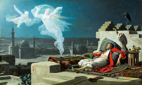 A Eunuchs Dream Black Ornate Wood Framed Art Print with Double Matting by du Nouy, Jean Lecomte