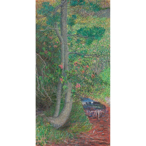 Pine Tree Gold Ornate Wood Framed Art Print with Double Matting by Segantini, Giovanni