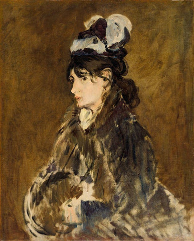 Berthe Morisot White Modern Wood Framed Art Print with Double Matting by Manet, Edouard