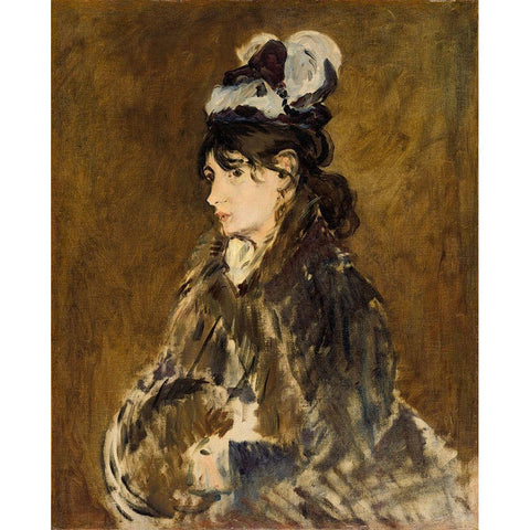 Berthe Morisot Black Modern Wood Framed Art Print with Double Matting by Manet, Edouard