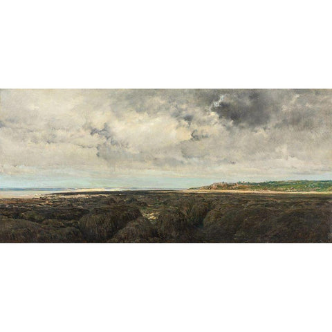 Villerville Seen from Le Ratier White Modern Wood Framed Art Print by Daubigny, Charles Francois