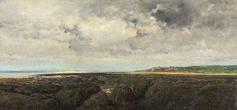 Villerville Seen from Le Ratier White Modern Wood Framed Art Print with Double Matting by Daubigny, Charles Francois