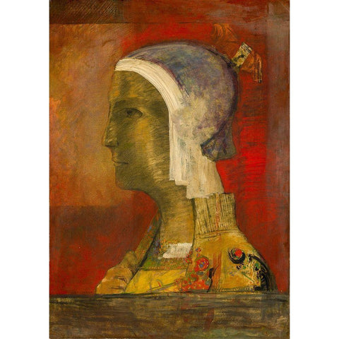 Symbolic Head Black Modern Wood Framed Art Print by Redon, Odilon