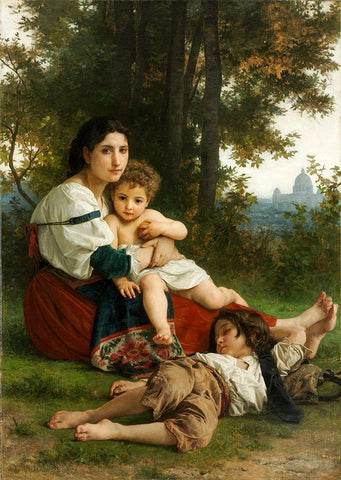 Rest Black Ornate Wood Framed Art Print with Double Matting by Bouguereau, William Adolphe