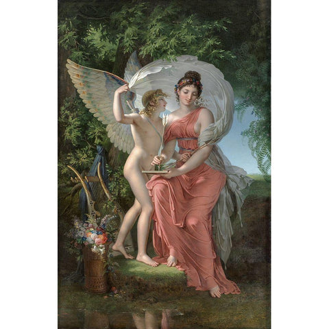 Erato, Muse of Lyrical Poetry White Modern Wood Framed Art Print by Meynier, Charles