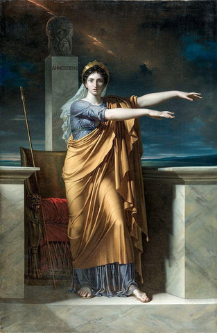 Polyhymnia, Muse of Eloquence Black Ornate Wood Framed Art Print with Double Matting by Meynier, Charles