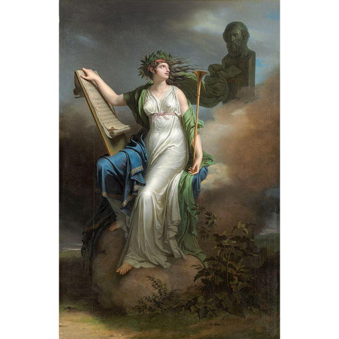 Calliope, Muse of Epic Poetry Gold Ornate Wood Framed Art Print with Double Matting by Meynier, Charles