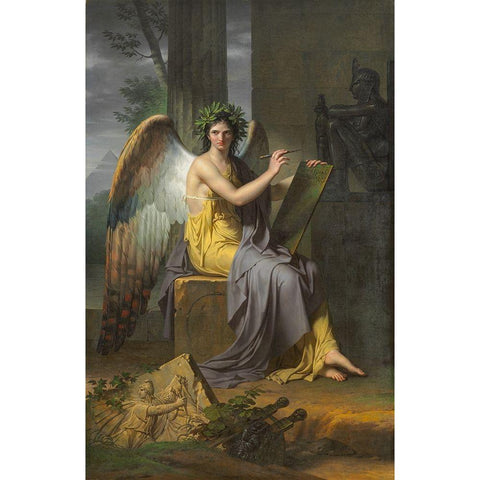 Clio, Muse of History Gold Ornate Wood Framed Art Print with Double Matting by Meynier, Charles