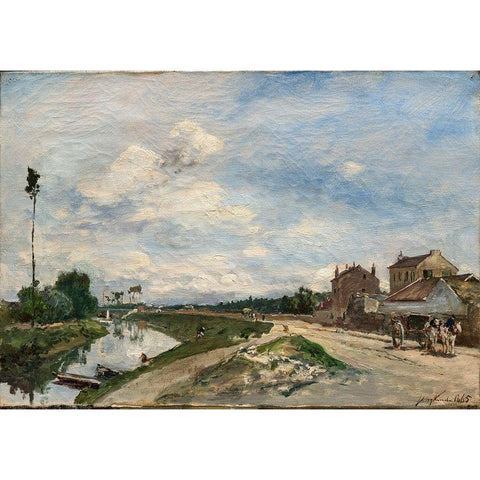The Seine at Bas-Meudon Gold Ornate Wood Framed Art Print with Double Matting by Jongkind, Johan Barthold