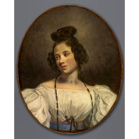 Mlle. Alexandrine-Julie de la Boutraye White Modern Wood Framed Art Print by Delacroix, Eugene