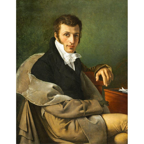 Self-Portrait Gold Ornate Wood Framed Art Print with Double Matting by Paelinck, Joseph