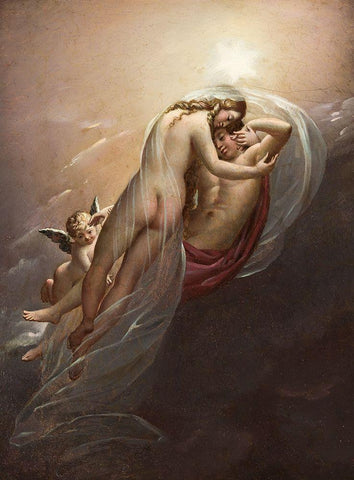 Aurora and Cephalus Black Ornate Wood Framed Art Print with Double Matting by de Roucy-Trioson, Anne-Louis Girodet