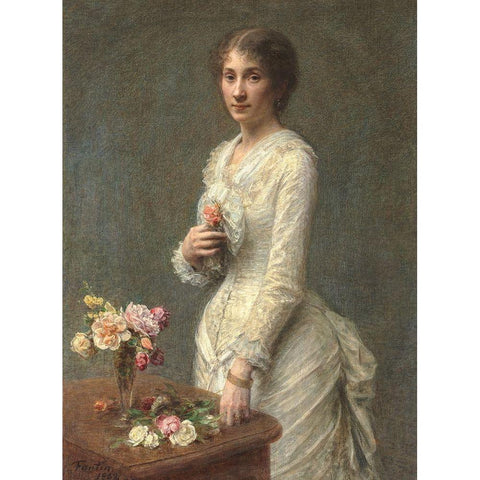 Madame Lerolle Black Modern Wood Framed Art Print with Double Matting by Fantin-Latour, Henri