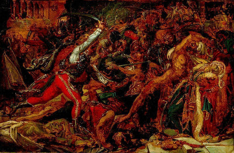 Sketch for The Revolt at Cairo White Modern Wood Framed Art Print with Double Matting by de Roucy-Trioson, Anne-Louis Girodet