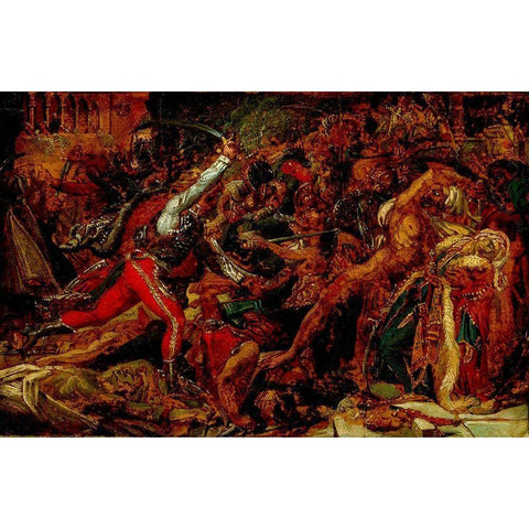 Sketch for The Revolt at Cairo Gold Ornate Wood Framed Art Print with Double Matting by de Roucy-Trioson, Anne-Louis Girodet
