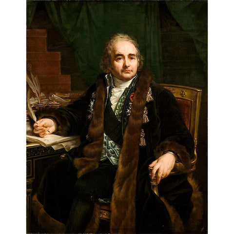Portrait of Count Jean-Antoine Chaptal Black Modern Wood Framed Art Print with Double Matting by Gros, Antoine-Jean