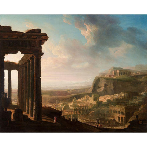 Ruins of an Ancient City White Modern Wood Framed Art Print by Martin, John