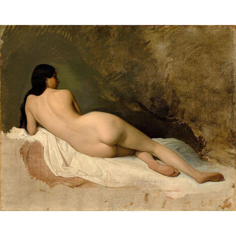 Study of a Reclining Nude Black Modern Wood Framed Art Print with Double Matting by Pils, Isidore