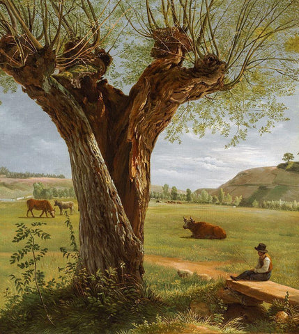 Pollard Willow Black Ornate Wood Framed Art Print with Double Matting by Boquet, Pierre Jean