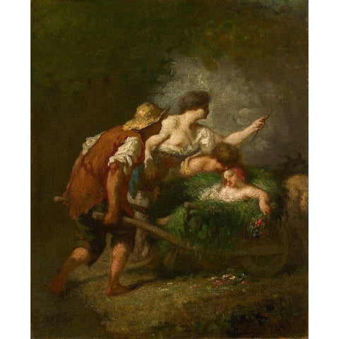Return from the Fields White Modern Wood Framed Art Print by Millet, Jean-Francois