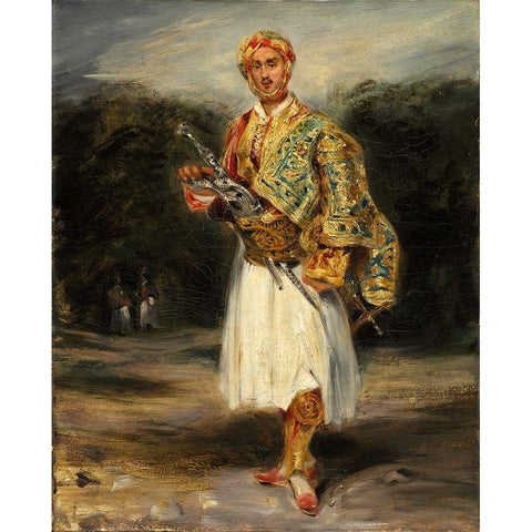 Count Demetrius de Palatiano in Suliot Costume Black Modern Wood Framed Art Print by Delacroix, After Eugene