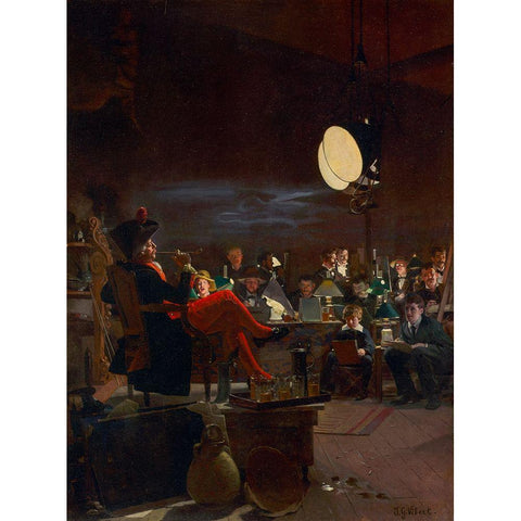A Night Class White Modern Wood Framed Art Print by Vibert, Jehan-Georges