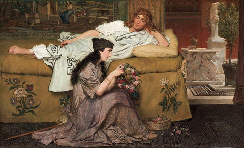 Glaucus and Nydia Black Ornate Wood Framed Art Print with Double Matting by Alma-Tadema, Sir Lawrence