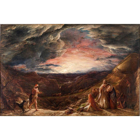 Noah, The Eve of the Deluge Gold Ornate Wood Framed Art Print with Double Matting by Linnell, John