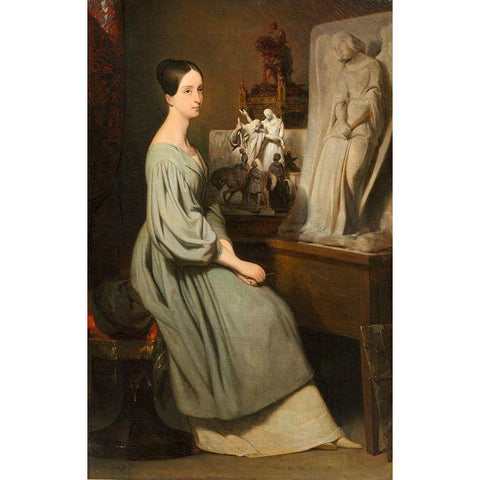 Princess Marie dOrleans in Her Studio Black Modern Wood Framed Art Print with Double Matting by Scheffer, Ary