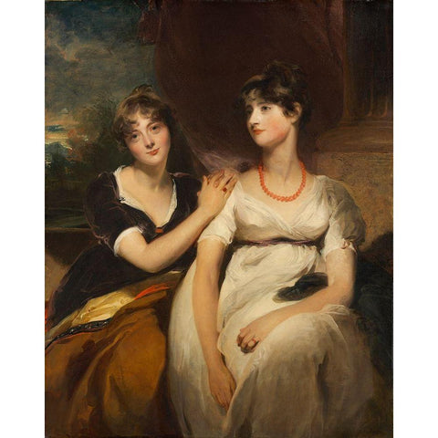 Portrait of Charlotte and Sarah Carteret-Hardy Gold Ornate Wood Framed Art Print with Double Matting by Lawrence, Thomas