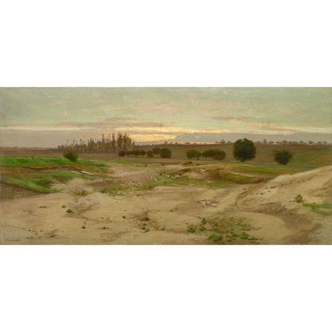 The Marl Pit at Mulcent, Evening White Modern Wood Framed Art Print by Chintreuil, Antoine