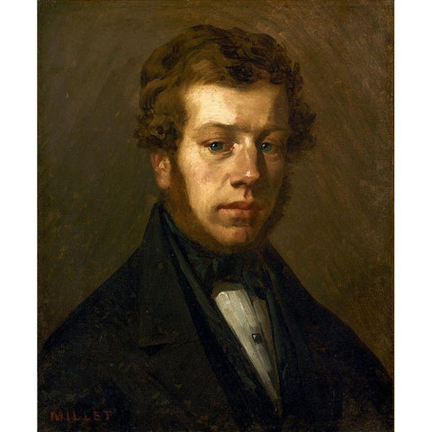 Monsieur Martin Black Modern Wood Framed Art Print with Double Matting by Millet, Jean-Francois