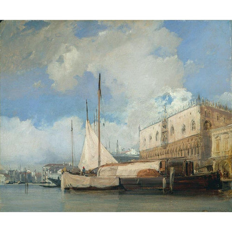 The Doges Palace, Venice White Modern Wood Framed Art Print by Bonington, Richard Parkes