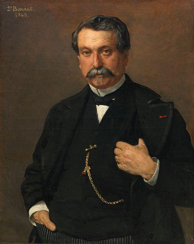 Portrait of a Man White Modern Wood Framed Art Print with Double Matting by Bonnat, Leon